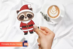 Christmas Cute Santa Raccoon Sticker, Festive Cat Sticker Product Image 1