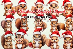 Christmas Cute Squirrel Watercolor Clipart Bundle Product Image 1