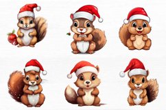 Christmas Cute Squirrel Watercolor Clipart Bundle Product Image 4