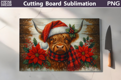 Christmas Poinsettia Highland Cow Cutting Board Product Image 2