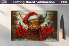 Christmas Poinsettia Highland Cow Cutting Board Product Image 2