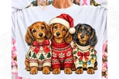 Christmas Dachshund Puppies PNG | Cute Christmas Dog Sweater Product Image 1