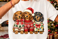 Christmas Dachshund Puppies PNG | Cute Christmas Dog Sweater Product Image 3