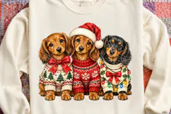 Christmas Dachshund Puppies PNG | Cute Christmas Dog Sweater Product Image 4