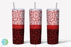 Red Christmas Tumbler Sublimation Damask Skinny Tumbler Product Image 7