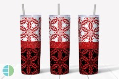 Red Christmas Tumbler Sublimation Damask Skinny Tumbler Product Image 4