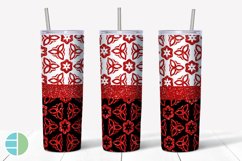 Red Christmas Tumbler Sublimation Damask Skinny Tumbler Product Image 3