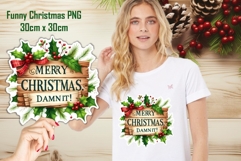 Large Rustic Funny Christmas Sublimation 30cm x 30cm PNG Product Image 1