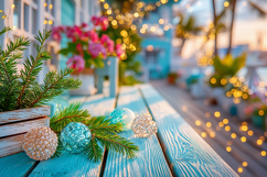 Cozy Christmas tree with glowing lights. High quality photo Product Image 1