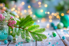 Cozy Christmas tree with glowing lights. High quality photo Product Image 1