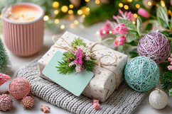 Cozy Christmas tree with glowing lights. High quality photo Product Image 1