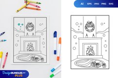 Fireplace and Wreath in The Christmas Coloring Page Product Image 1