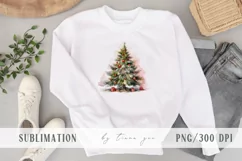 Watercolor Christmas tree pillow sublimation - 3 png files Product Image 4