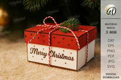 Christmas Decorative Gift Box Laser Cut. Christmas Box SVG Product Image 1