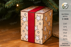 Christmas Decorative Gift Box Laser Cut. Christmas Box SVG Product Image 1