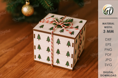 Christmas Decorative Gift Box Laser Cut. Christmas Box SVG Product Image 1