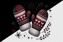Christmas deep burgundy warm mittens stars sparkles New Year winter print 20 oz tumbler skinny mug wrap clipart t-shirt sublimation printable design
