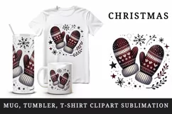 Christmas deep burgundy warm mittens stars sparkles New Year winter print 20 oz tumbler skinny mug wrap clipart t-shirt sublimation printable design