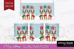 Christmas Deer Xmas Mug Wrap Christmas Mug PNG Sublimation Product Image 1