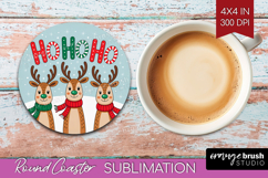 Christmas Deer Xmas Round Coaster Christmas Coaster PNG Product Image 1