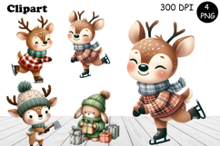 Christmas deer animals winter Watercolor Clipart Product Image 1