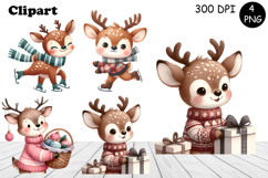 Christmas deer animals winter Watercolor Clipart Product Image 1