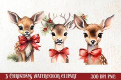 Watercolor Christmas Deer Sublimation Bundle, Christmas Deer Product Image 1