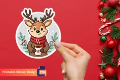 Christmas Deer Coffee Sticker, Festive Holiday Sticker Product Image 1