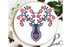 Christmas deer Cross stitch pattern PDF Scandinavian Easy Product Image 1