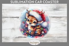 Christmas Deer Entangled in Lights Car Coaster Sublimation Product Image 1
