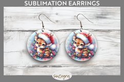 Christmas Deer Entangled in Lights Round Earrings Sublimatio Product Image 1