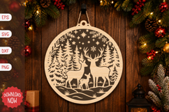 Christmas Deer Family Ornament SVG Product Image 1