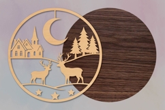 Christmas Deer Family Round Sign SVG Product Image 2