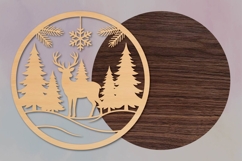 Christmas Deer Forest Round Sign SVG Product Image 2