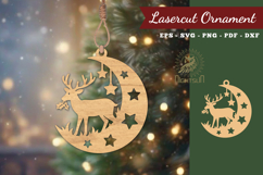 Christmas Deer In Moon Lasercut Ornament SVG Product Image 1