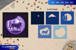 3D Shadowbox Walking Christmas Deer Layered Papercut Product Image 1