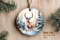 Christmas Deer Ornament Round Circle Decorate Sublimation_1 Product Image 1