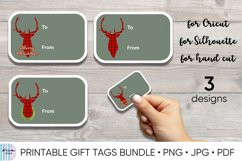 Christmas Deer Printable Gift Tags Cricut Bundle PNG Product Image 1