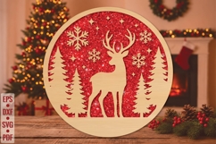 Christmas Deer Round Laser Cut SVG Product Image 1