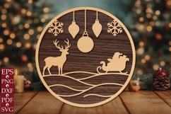 Christmas Deer &amp; Santa Sleigh SVG Product Image 1