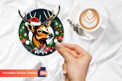 Christmas Deer Sticker, Rustic Christmas Deer Sticker Product Image 1