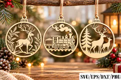 Christmas Deer Train Laser Cut Product Image 2