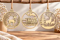 Christmas Deer Train Laser Cut Product Image 1