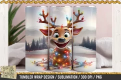 Cute Deer and Holiday Lights Tumbler Wrap / 3D Sublimation Product Image 2