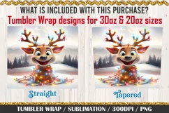 Cute Deer and Holiday Lights Tumbler Wrap / 3D Sublimation Product Image 3