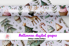 Christmas digital paper bundle png, Christmas Illustrations, Seamless Digital Papers PNG