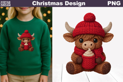 Highland Cow Crochet Clipart | Christmas Cow Knitted Product Image 1