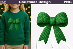 Green Bow Crochet Clipart | Christmas Bow Knitted Product Image 1