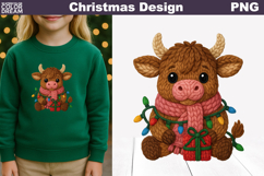 Highland Cow Crochet Clipart | Christmas Cow Knitted Product Image 1