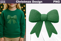 Green Bow Crochet Clipart | Christmas Bow Knitted Product Image 1